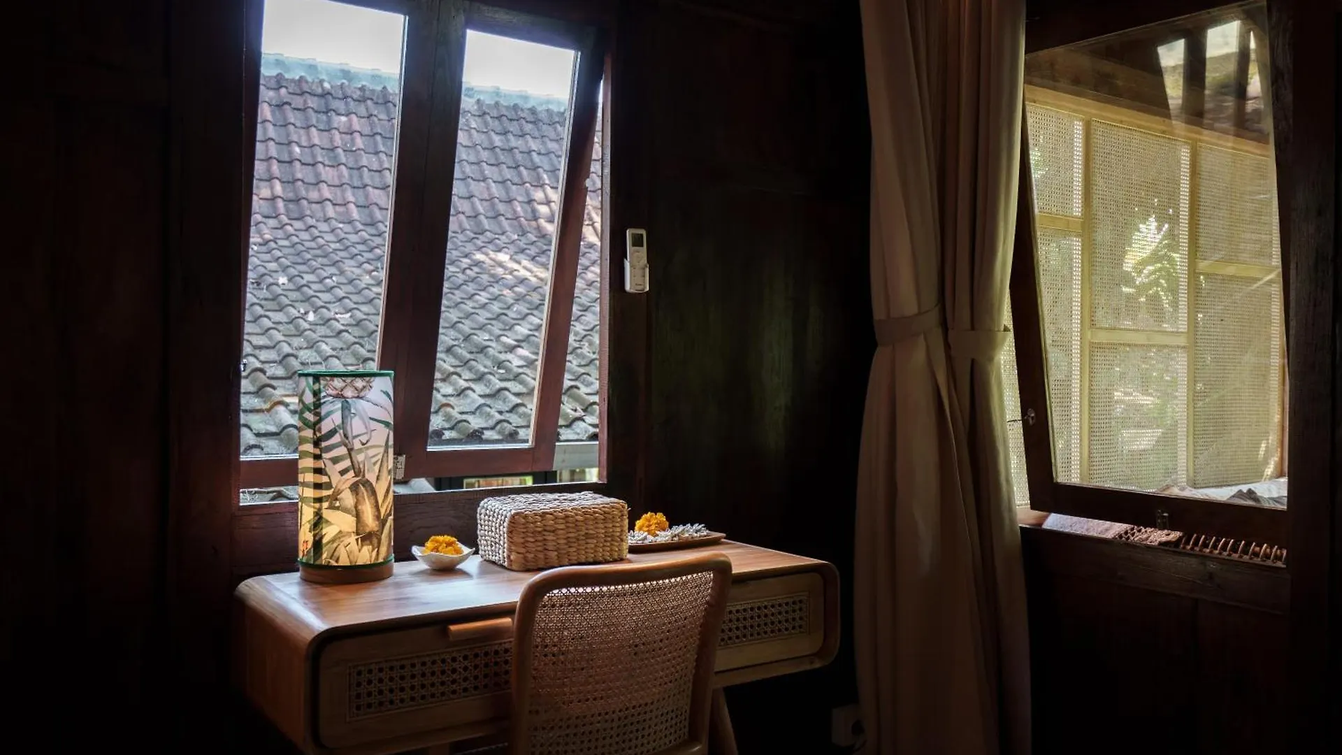 Tropical Traditional Indonesian Wooden Cottage In Ubud